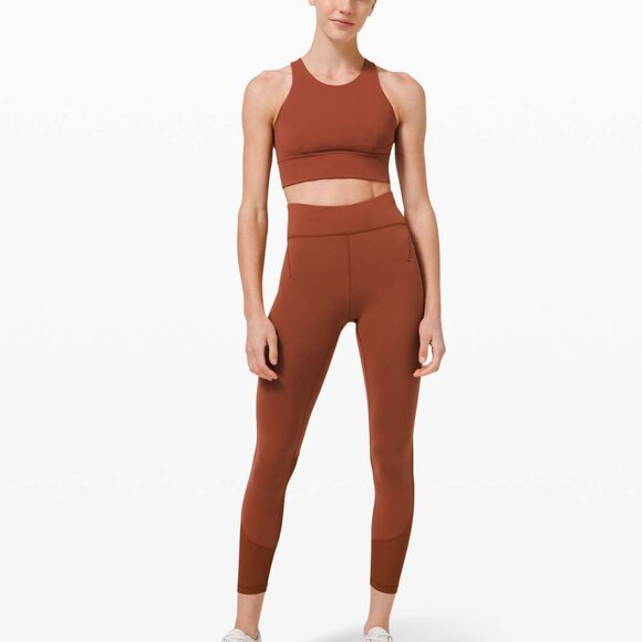Lululemon Everlux and Mesh High-Rise Tight 25" in Dark Terracotta, size 6 - Picture 3 of 11